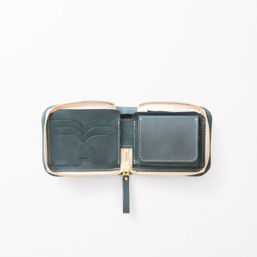2つ折りファスナー財布 / BlueGreen