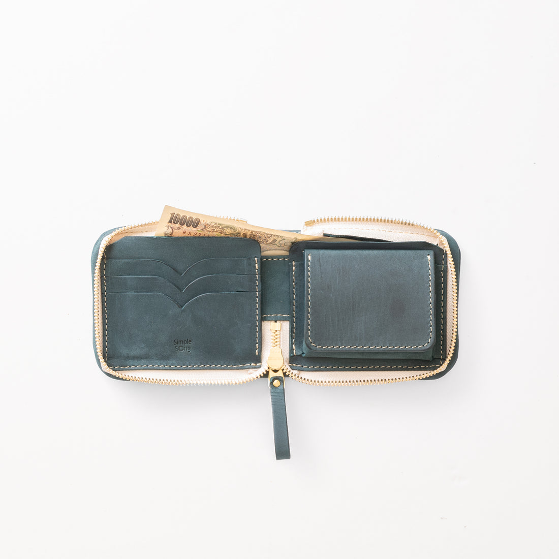 2つ折りファスナー財布 / BlueGreen