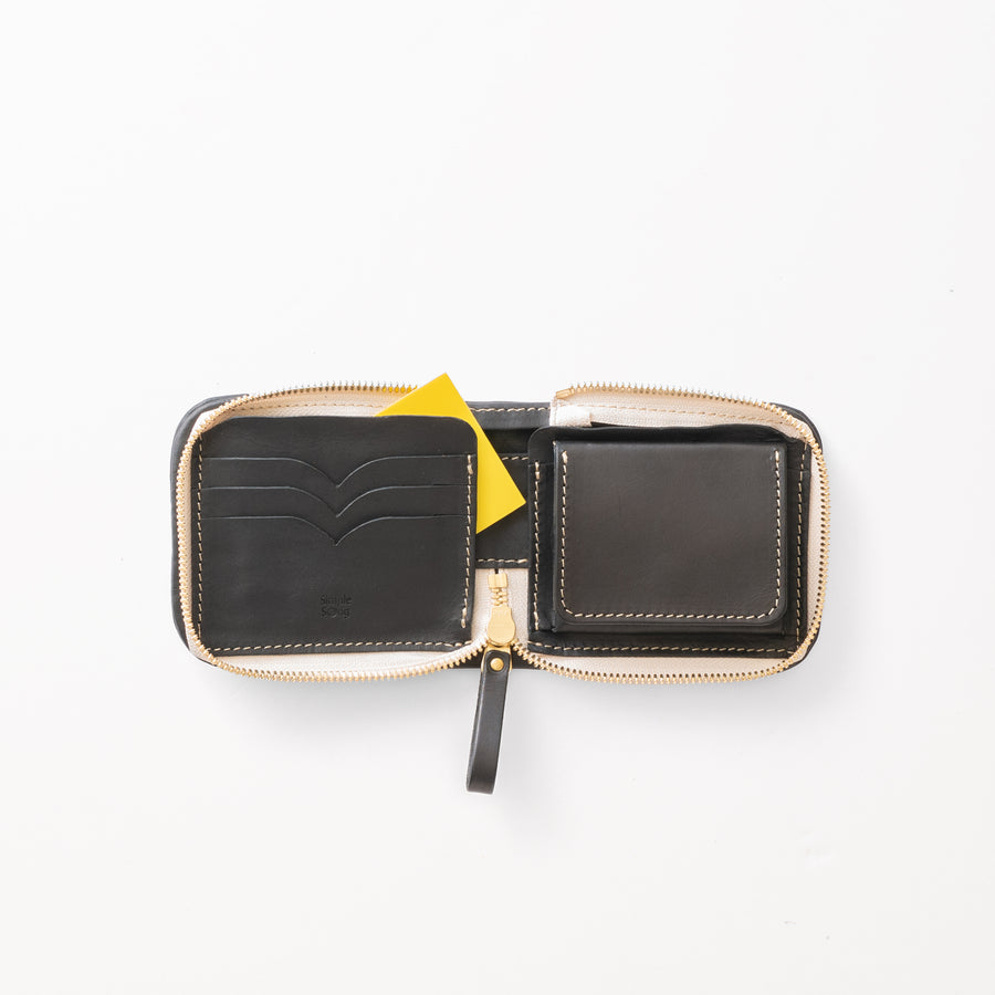 2つ折りファスナー財布 / Black
