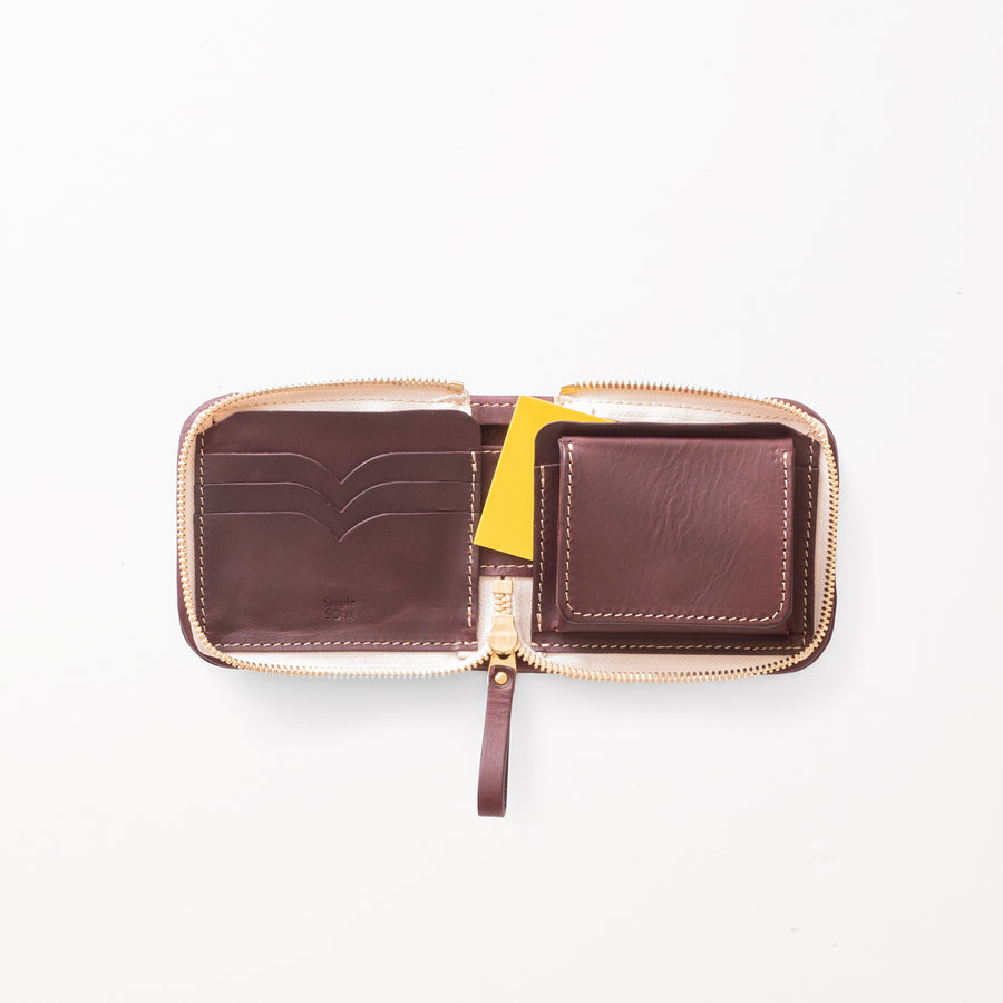 2つ折りファスナー財布 / Burgundy