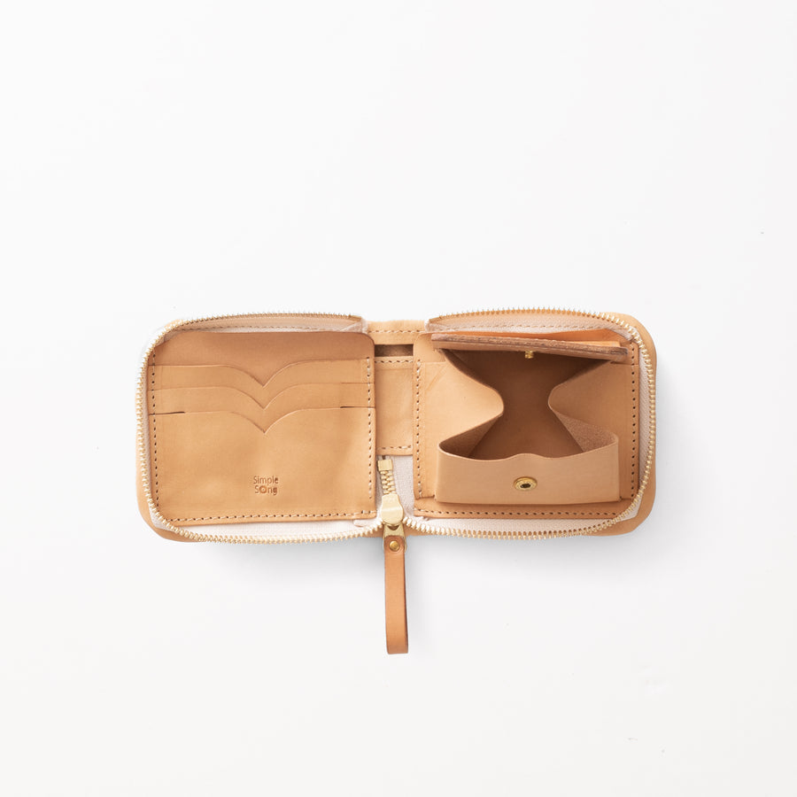 2つ折りファスナー財布 / Nude